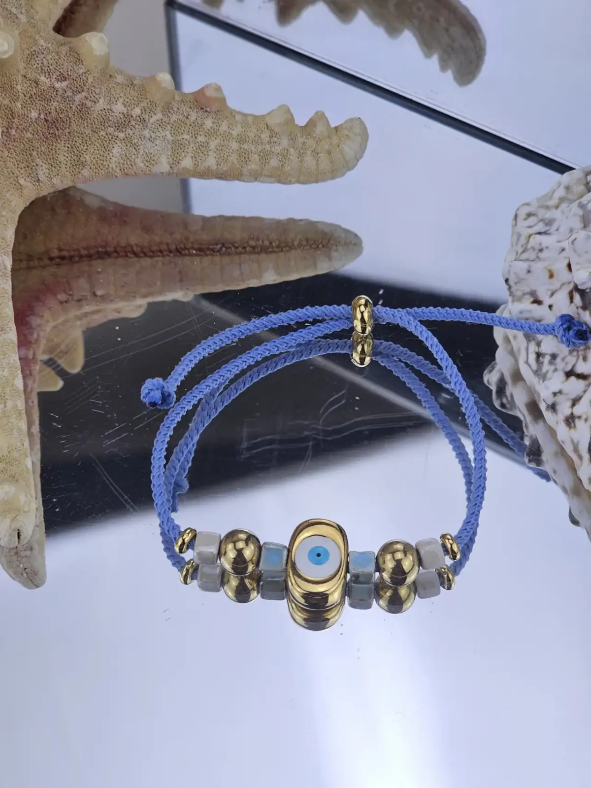 Γυναικείο Βραχιόλι Oval Eye in White - Light Blue