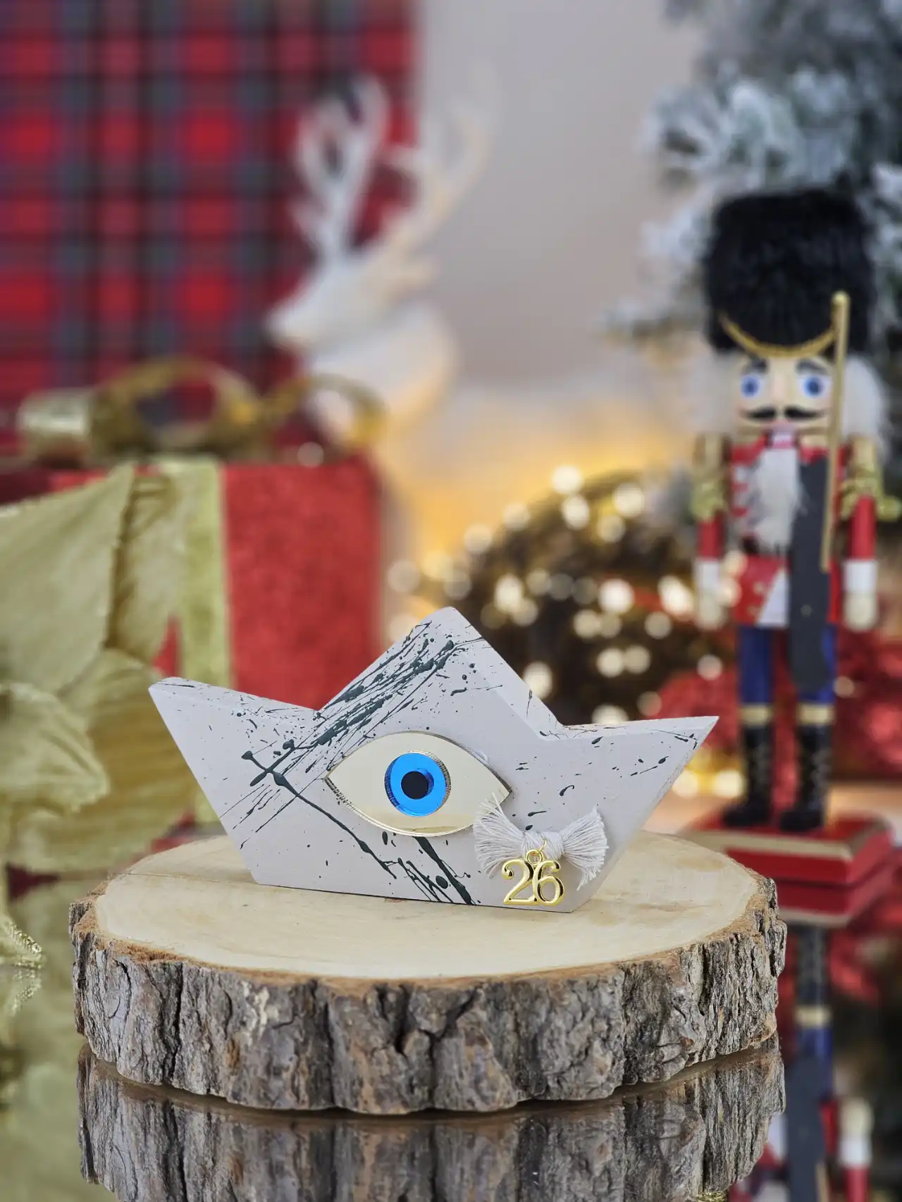 BLC03 Διακοσμητικό Γούρι Ξύλινο Καράβι S Γκρεζ