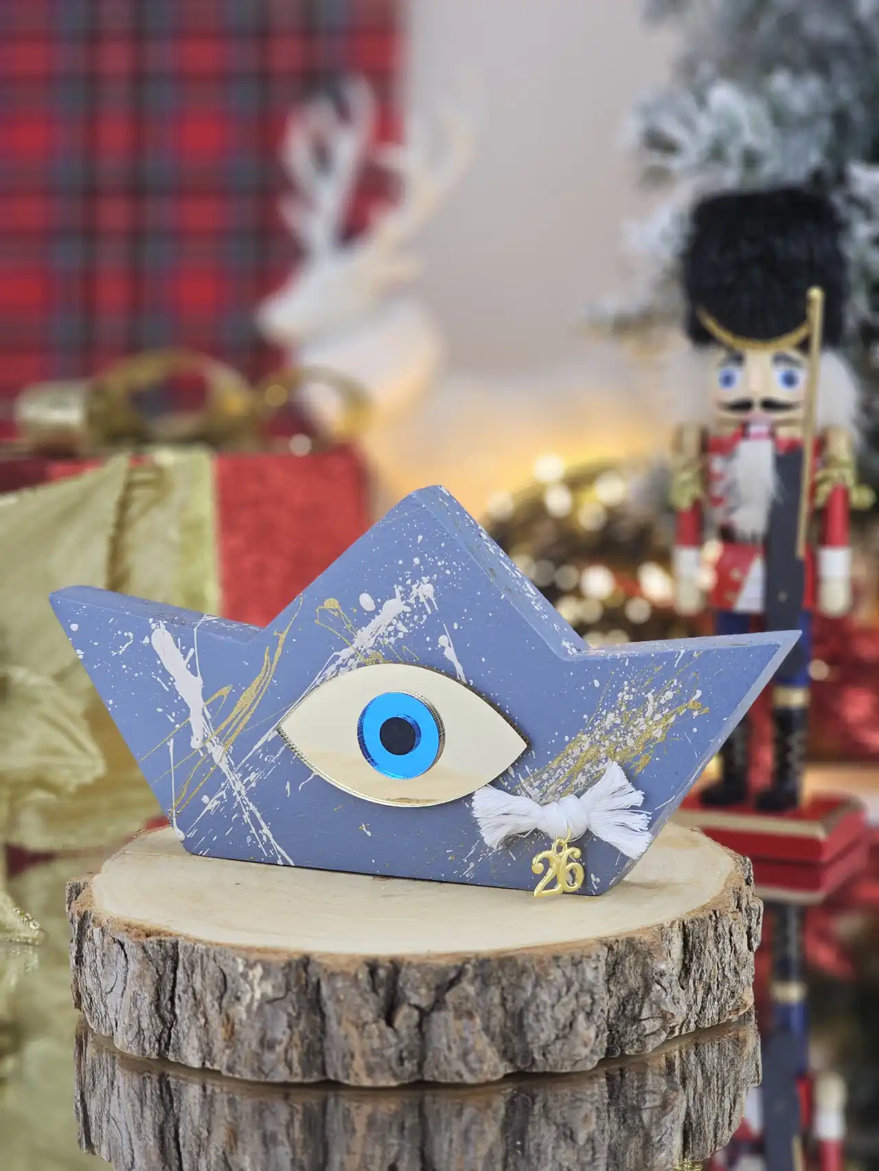 BLC05 Διακοσμητικό Γούρι Ξύλινο Καράβι M Μπλε