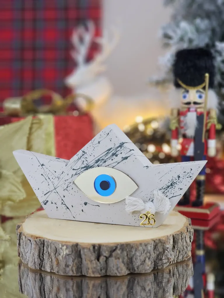 Διακοσμητικό Γούρι Ξύλινο Καράβι M Γκρεζ