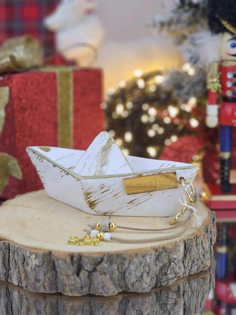 Διακοσμητικό Γούρι Κεραμικό Καράβι Λευκό