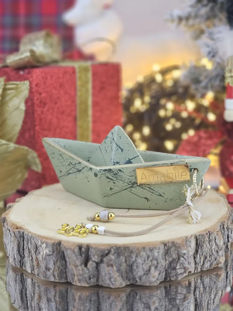 Διακοσμητικό Γούρι Κεραμικό Καράβι Χακί