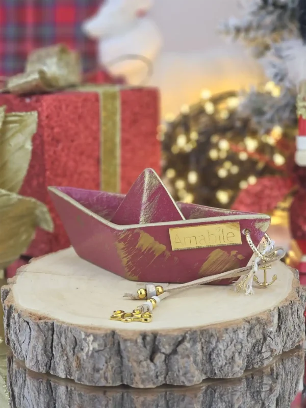 Διακοσμητικό Γούρι Κεραμικό Καράβι Μπορντό