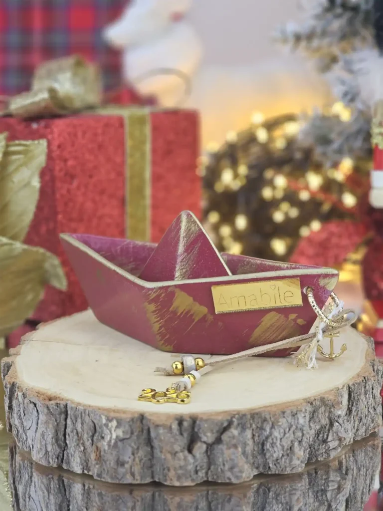 Διακοσμητικό Γούρι Κεραμικό Καράβι Μπορντό