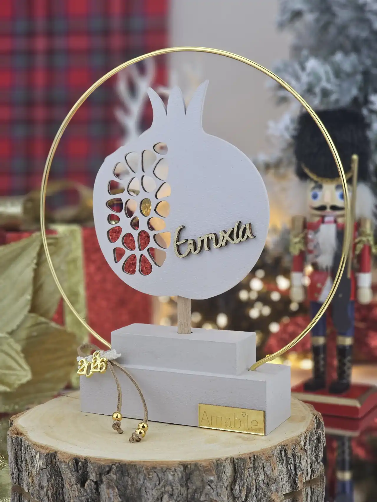 DLC05 Διακοσμητικό Γούρι Σταντ Ρόδι Γκρεζ