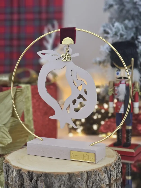 Διακοσμητικό Γούρι Σταντ Κρεμαστό Ρόδι Πούδρα