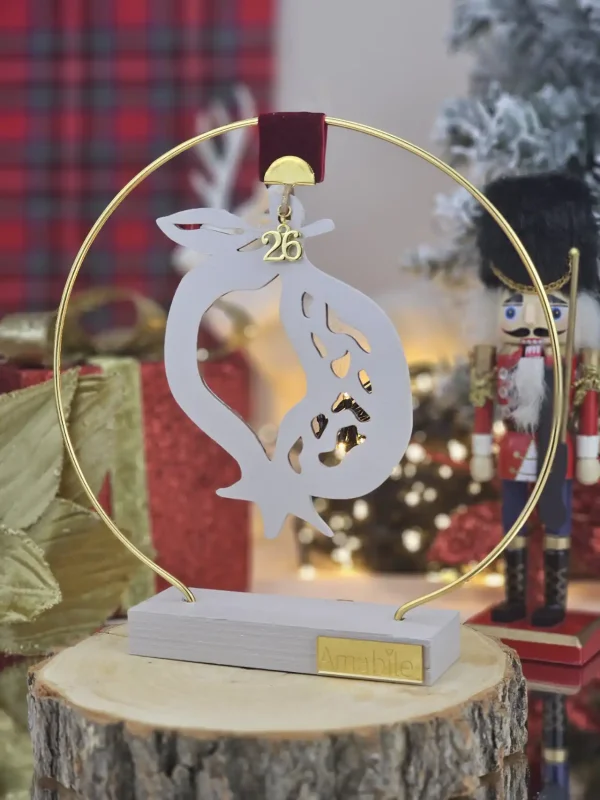 Διακοσμητικό Γούρι Σταντ Κρεμαστό Ρόδι Γκρεζ