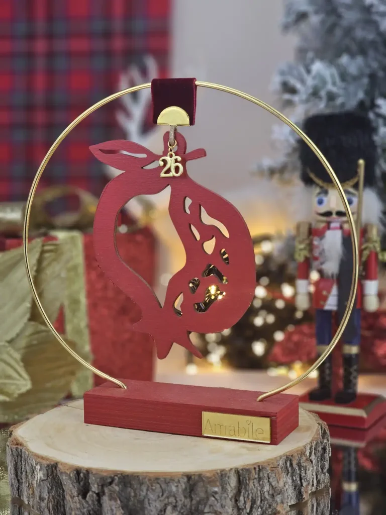 Διακοσμητικό Γούρι Σταντ Κρεμαστό Ρόδι Κόκκινο