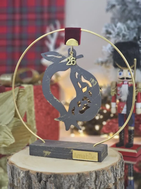 Διακοσμητικό Γούρι Σταντ Κρεμαστό Ρόδι Ανθρακί