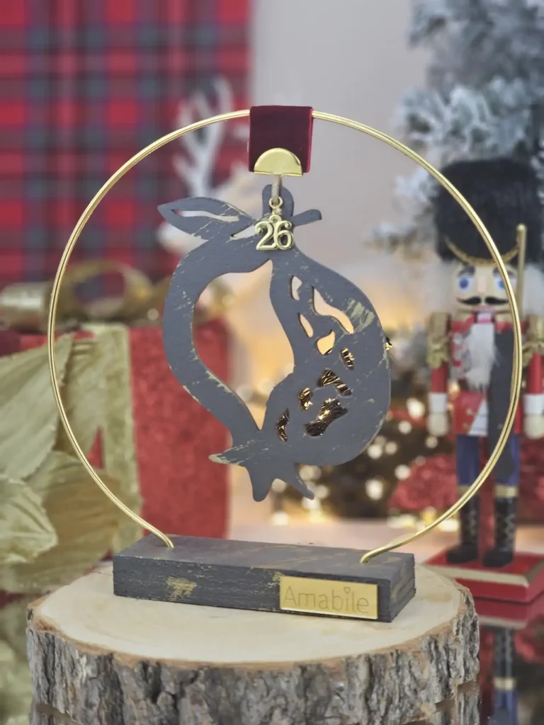 Διακοσμητικό Γούρι Σταντ Κρεμαστό Ρόδι Ανθρακί