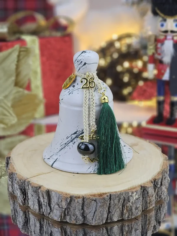 Διακοσμητικό Γούρι Κεραμική Καμπάνα M Γκρεζ