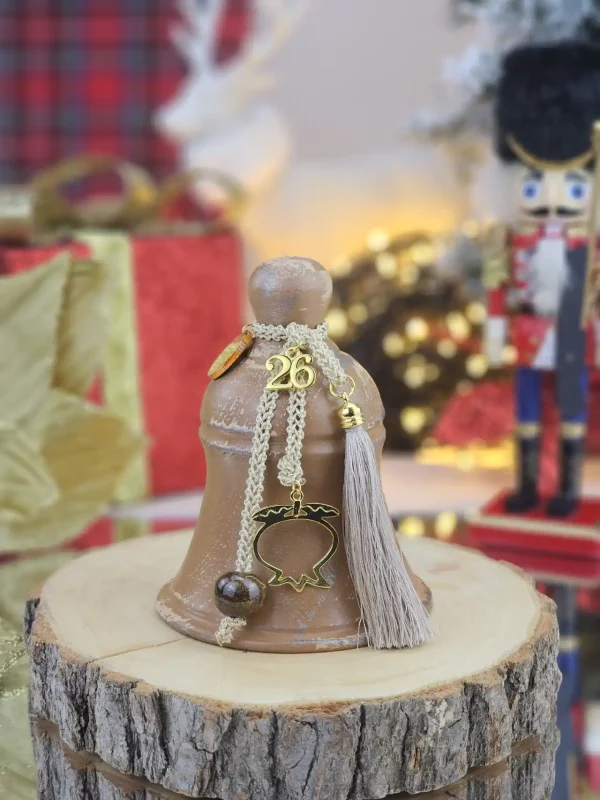 Διακοσμητικό Γούρι Κεραμική Καμπάνα M Κάμελ