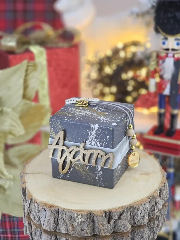 Διακοσμητικό Γούρι Κύβος Ανθρακί