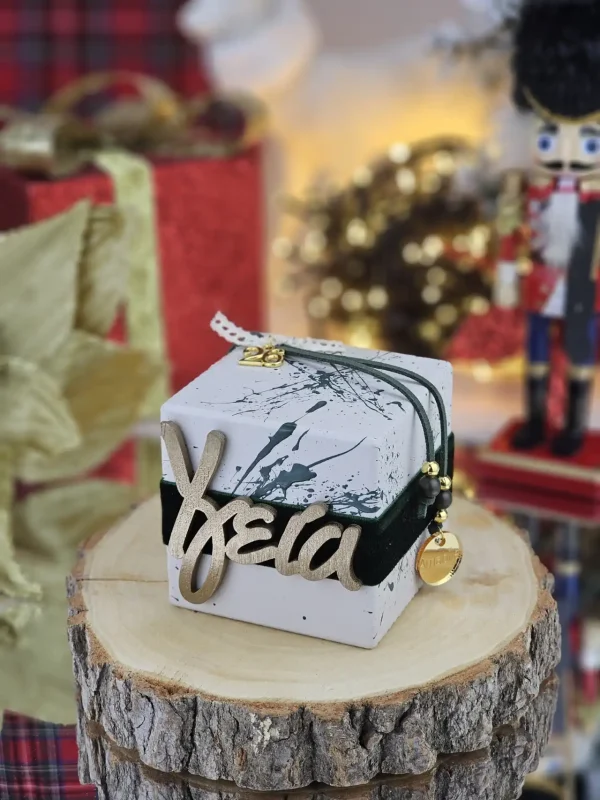 Διακοσμητικό Γούρι Κύβος Γκρεζ