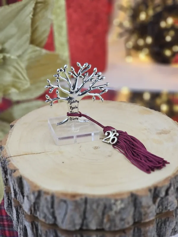 Διακοσμητικό Γούρι Δένρο της Ζωής Ασημί