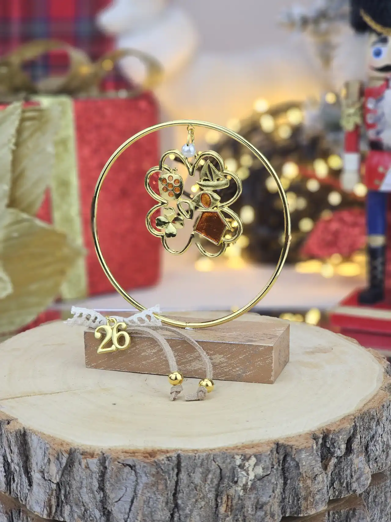 DLC27 Διακοσμητικό Γούρι Circle Σταντ S Κάμελ