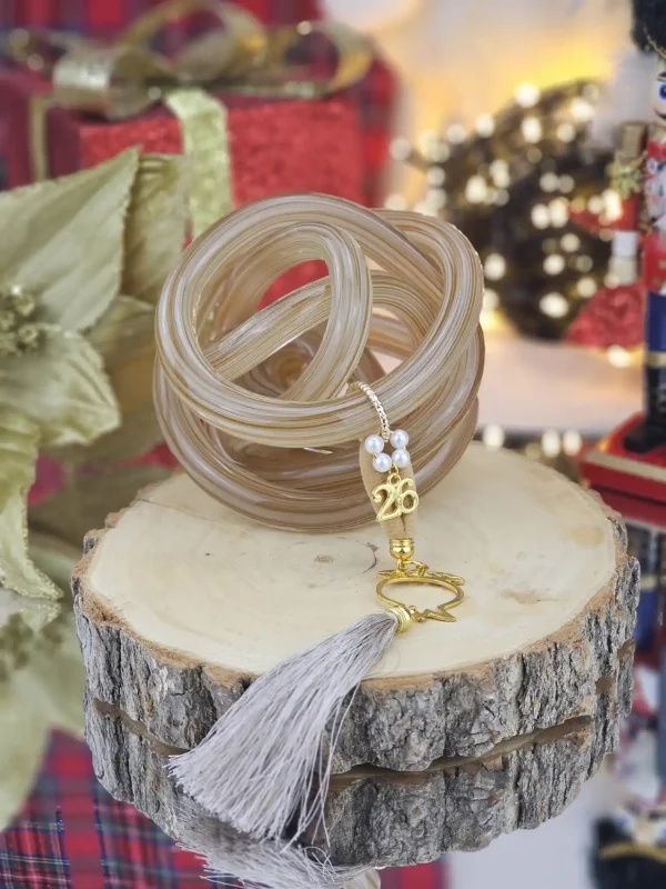 Διακοσμητικό Γούρι Γυάλινος Κόμπος Μπεζ