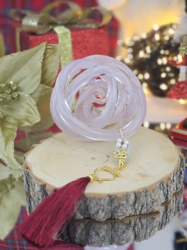 Διακοσμητικό Γούρι Γυάλινος Κόμπος Πούδρα