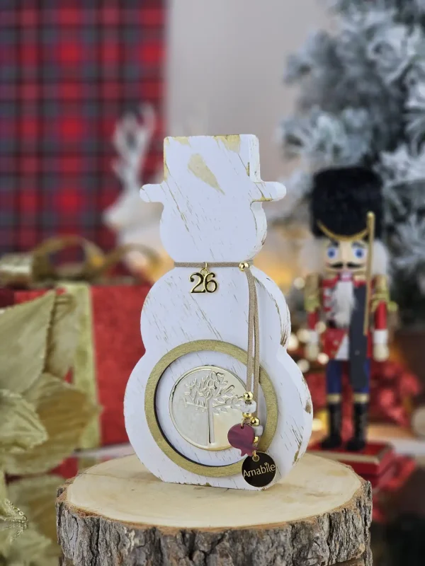 Διακοσμητικό Γούρι Χιονάνθρωπος Λευκό