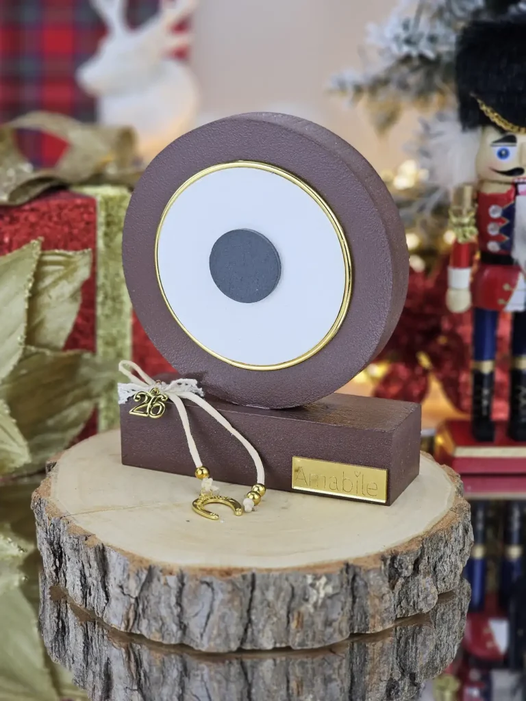 Διακοσμητικό Γούρι Ξύλινο Μάτι Καφέ