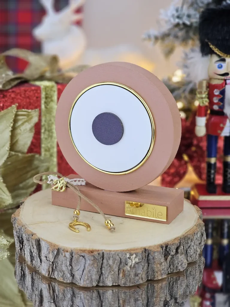 Διακοσμητικό Γούρι Ξύλινο Μάτι Κάμελ