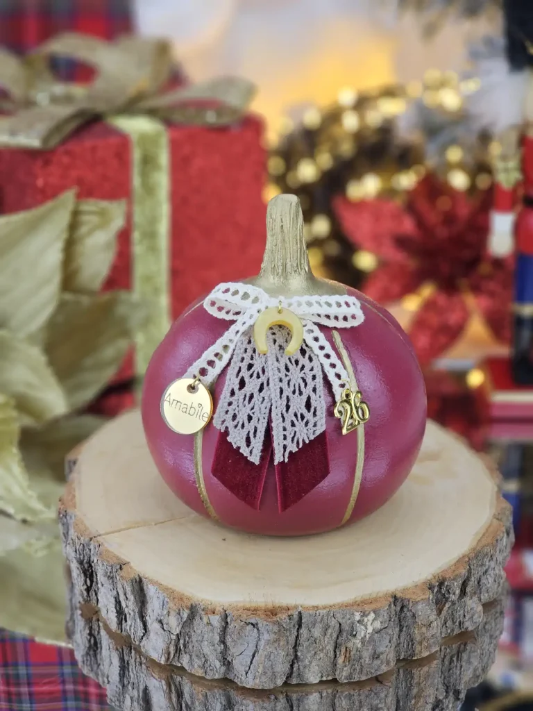 Διακοσμητικό Γούρι Κεραμική Κολοκύθα M Μπορντό