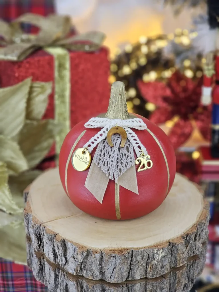 Διακοσμητικό Γούρι Κεραμική Κολοκύθα M Κόκκινο