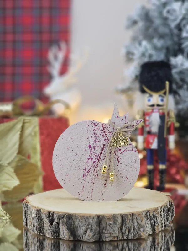 Δικοσμητικό Γούρι Ξύλινο Ρόδι Μ Πούδρα