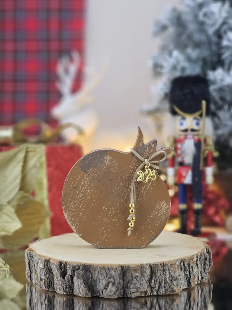 Διακοσμητικό Γούρι Ξύλινο Ρόδι Μ Κάμελ