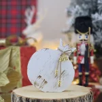 Διακοσμητικό Γούρι Ξύλινο Ρόδι Μ Λευκό