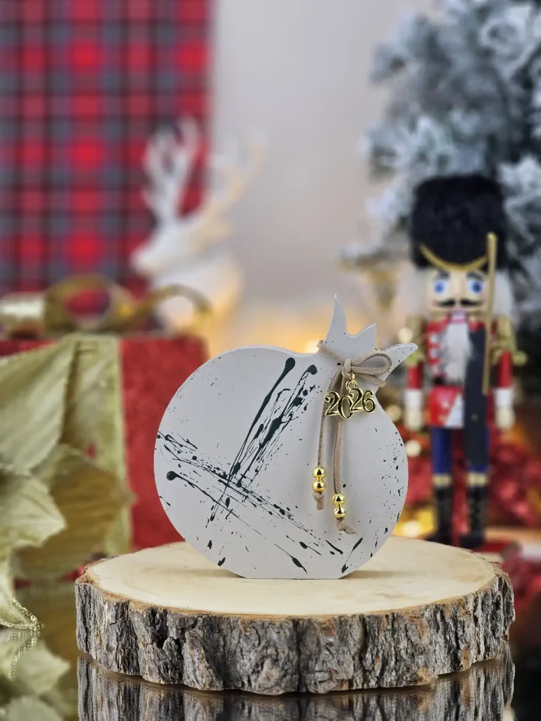 Διακοσμητικό Γούρι Ξύλινο Ρόδι Μ Γκρεζ