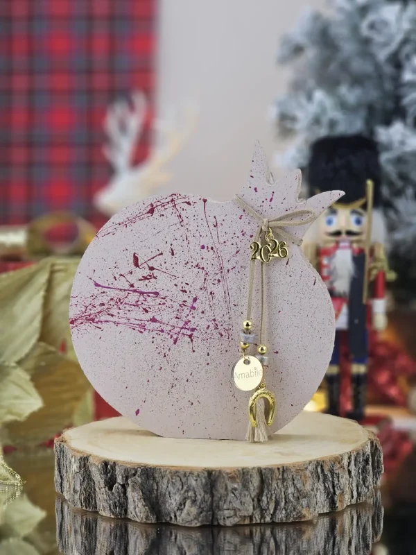 Διακοσμητικό Γούρι Ξύλινο Ρόδι L Πούδρα