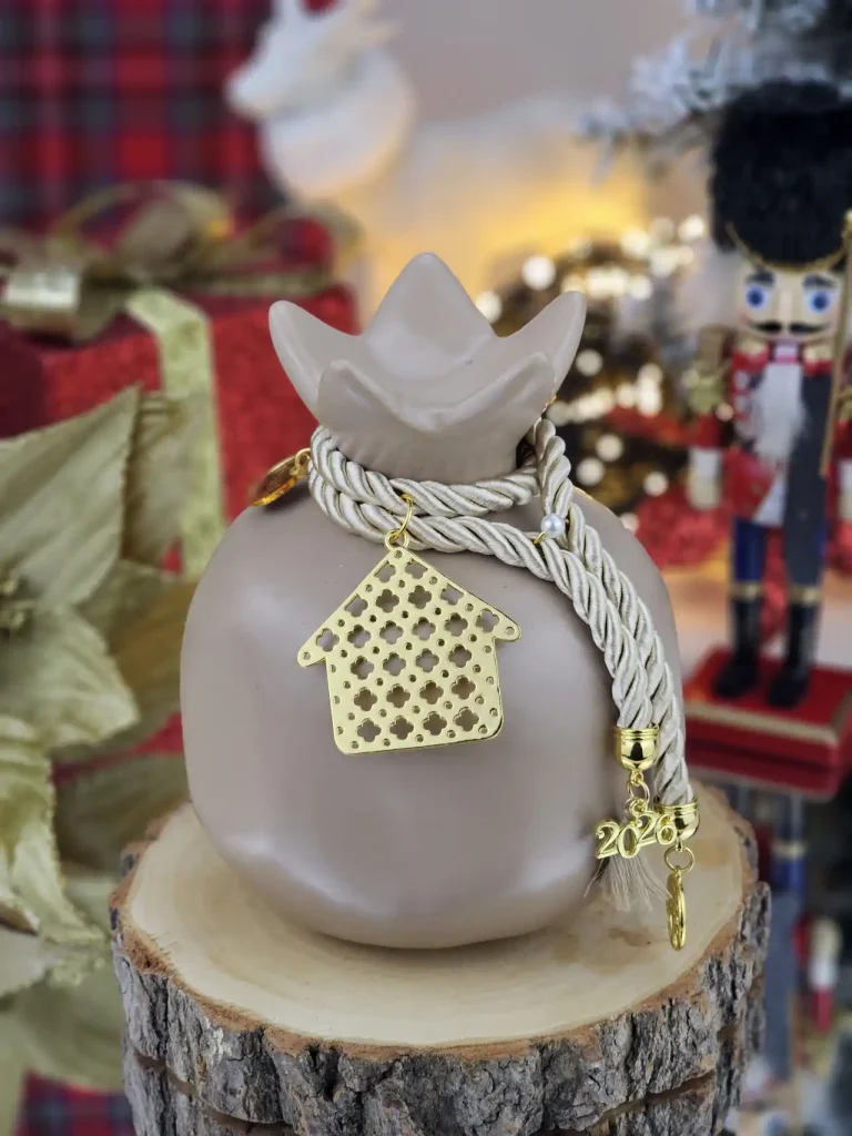 Διακοσμητικό Γούρι Κεραμικό Ρόδι XL Μπεζ