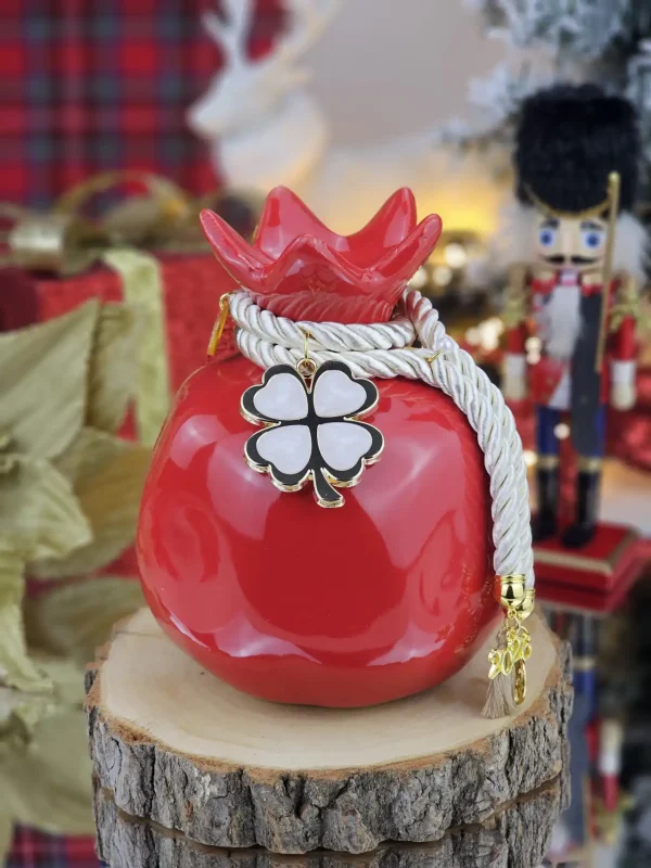 Διακοσμητικό Γούρι Κεραμικό Ρόδι XL Κόκκινο