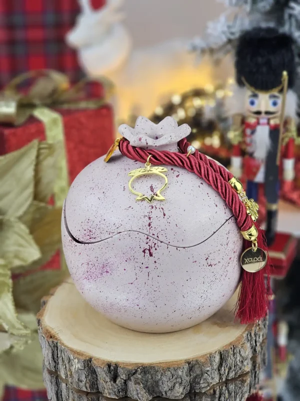 Διακοσμητικό Γούρι Κεραμικό Ρόδι XL Ανοιγόμενο Πούδρα