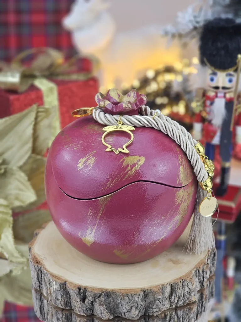 Διακοσμητικό Γούρι Κεραμικό Ρόδι XL Ανοιγόμενο Μπορντό