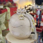 Διακοσμητικό Γούρι Κεραμικό Ρόδι XL Ανοιγόμενο Μπεζ