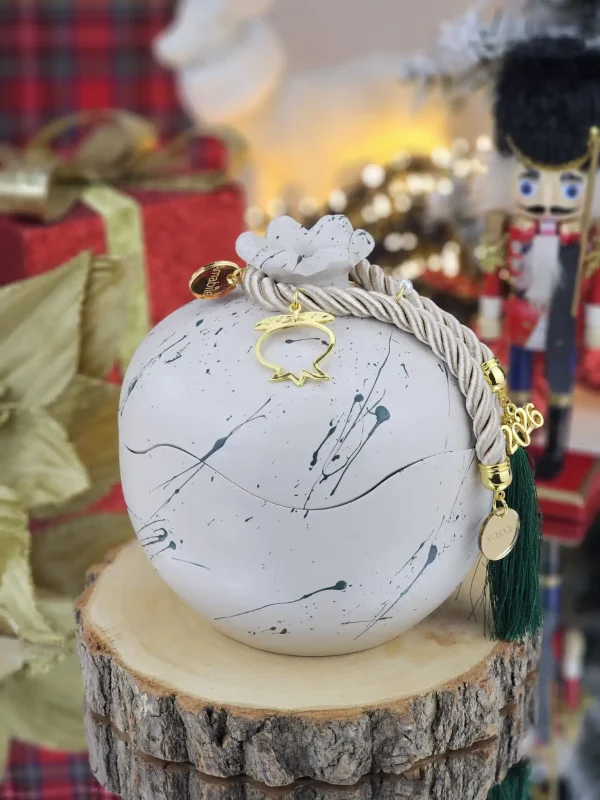 Διακοσμητικό Γούρι Κεραμικό Ρόδι XL Ανοιγόμενο Γκρεζ