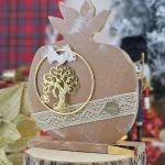 Διακοσμητικό Γούρι Ξύλινο Ρόδι XL Κάμελ