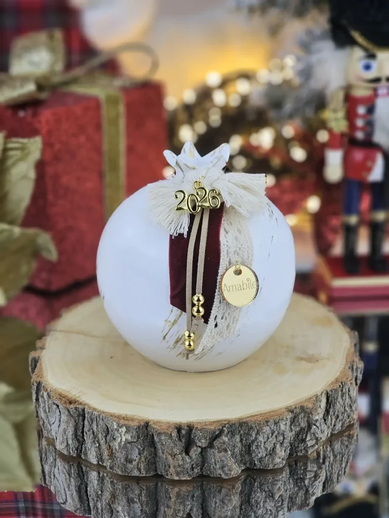 Διακοσμητικό Γούρι Κεραμικό Ρόδι ML Λευκό