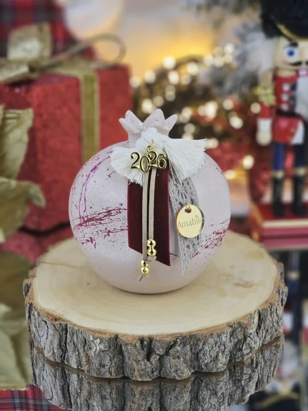 Διακοσμητικό Γούρι Κεραμικό Ρόδι ML Πούδρα