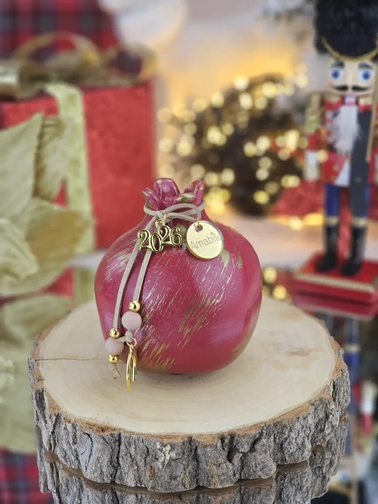 Διακοσμητικό Γούρι Κεραμικό Ρόδι SM Μπορντό