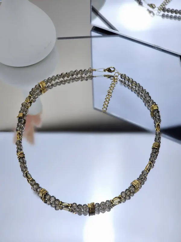 Γυναικείο Κοντό Κολιέ Shinny in Beige