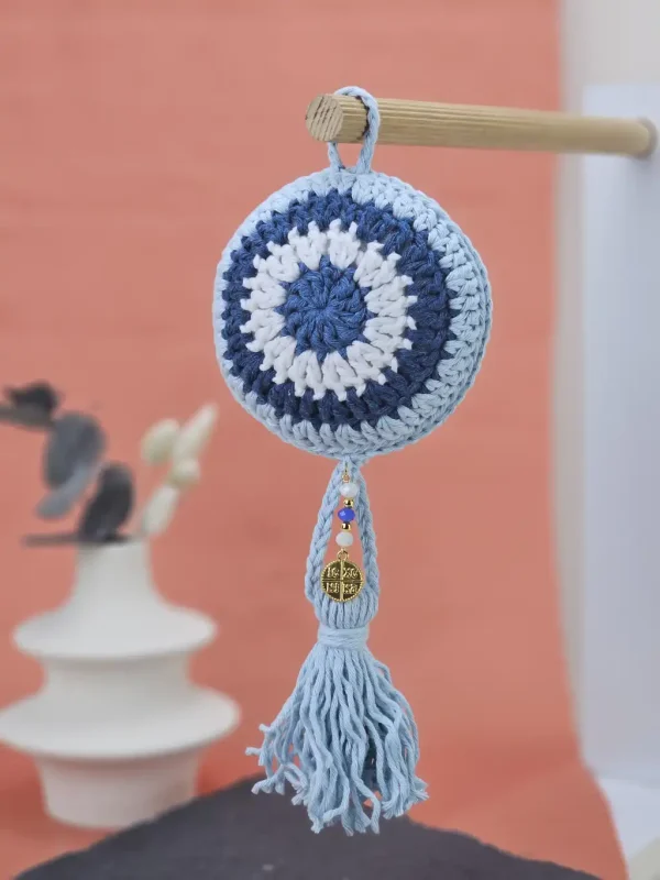 Γούρι Νεογέννητου Πλεκτό Μάτι Γαλάζιο - Μπλε