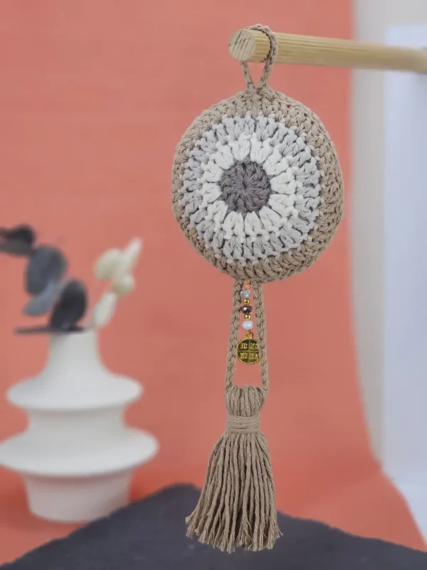 Γούρι Νεογέννητου Πλεκτό Μάτι Μπεζ - Εκρού