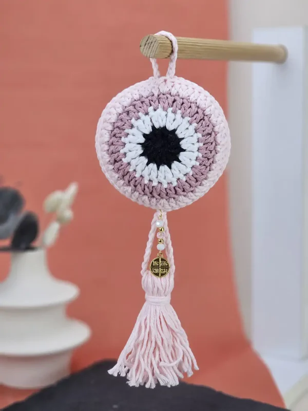 Γούρι Νεογέννητου Πλεκτό Μάτι Ροζ - Σάπιο Μήλο