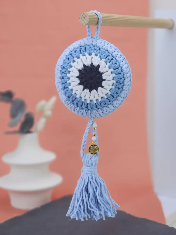 Γούρι Νεογέννητου Πλεκτό Μάτι Γαλάζιο - Σιέλ