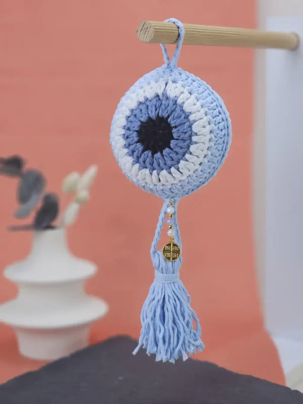 Γούρι Νεογέννητου Πλεκτό Μάτι Γαλάζιο